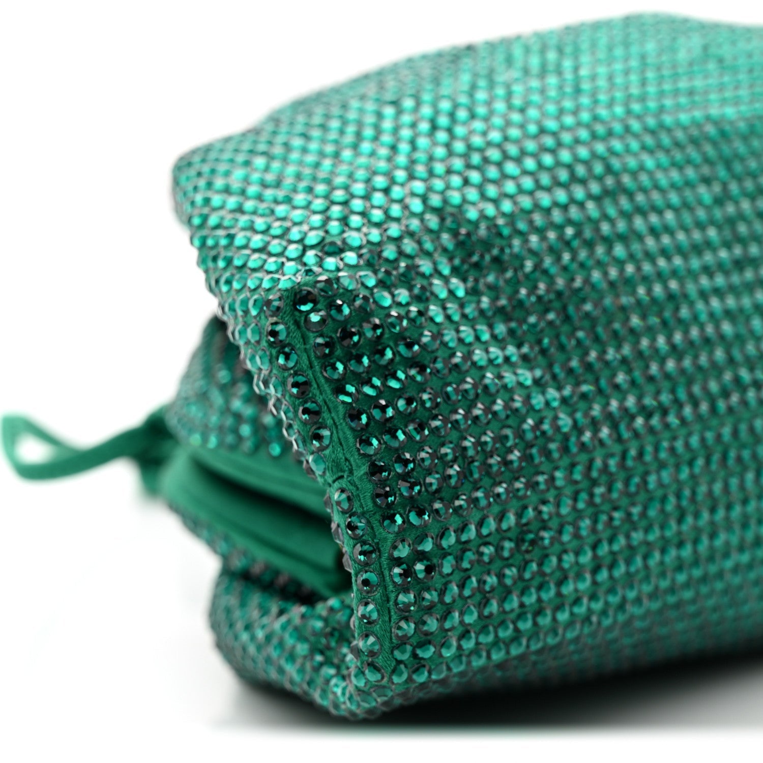 Satin Crystal Embellished The Mini Pouch Emerald