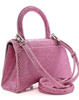 Strass Suede Hourglass Top Handle Bag XS Pink