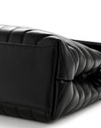 Calfskin Y Quilted Monogram Monochrome Medium Loulou Chain Satchel Black