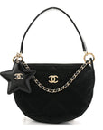 Velvet Effect Nylon Shiny Crumpled Calfskin Coco Neige Quilted Clutch With Chain Black