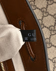 GG Supreme Monogram Azalea Calfskin Retro Interlocking G Buckle Backpack Beige Ebony Brown Sugar