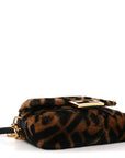 Shearling Vitello Dolce Macro FF 1974 Mini Baguette Tobacco Black