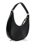Crinkled Calfskin Crusier Crescent Bag Black