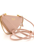 Saffiano Shearling Triangle Mini Pouch Orchidea