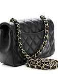 Lambskin Quilted Mini Rectangular Flap Black
