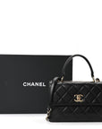 Lambskin Quilted Small Trendy CC Dual Handle Flap Bag Black