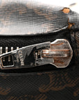 Triomphe Logo Canvas Checker Belt Bag Black