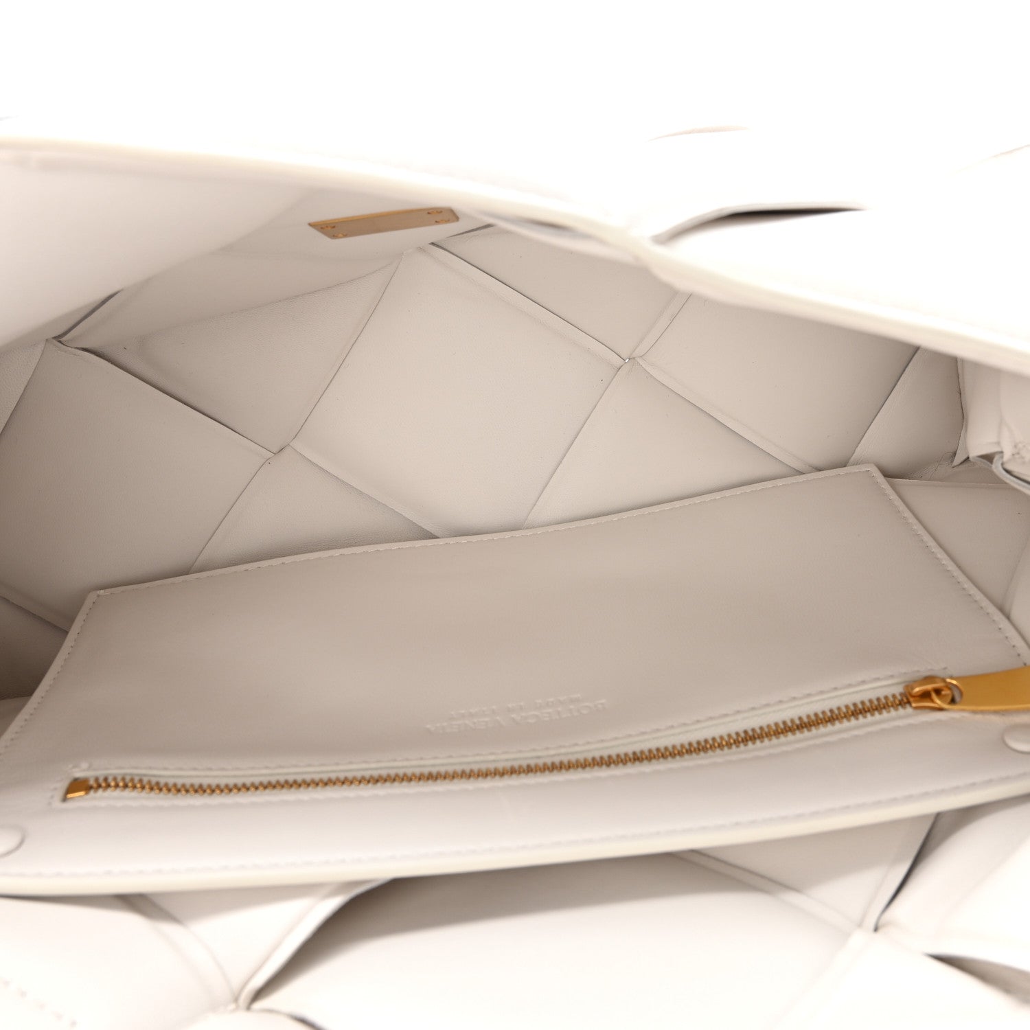 Nappa Intreccio Padded Top Handle Shoulder Bag White