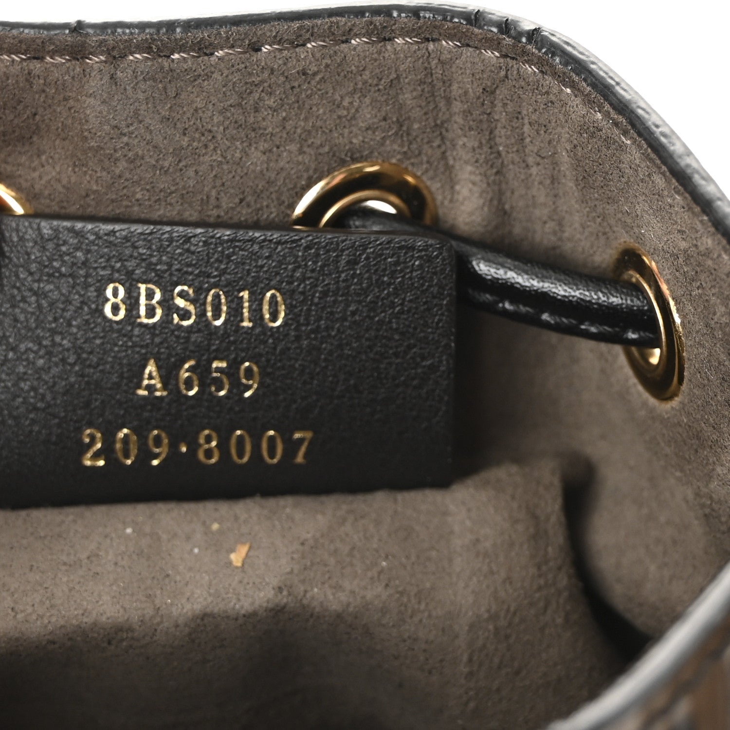 Vitello Liberty F is FNDI Bi-Color FF 1974 Embossed Mini Mon Tresor Bucket Bag Maya Black