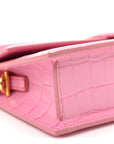 Calfskin Crocodile Embossed Le Bambino Long Pink