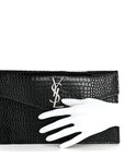 Calfskin Crocodile Embossed Uptown Monogram Pouch Black