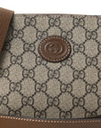 GG Supreme Monogram Azalea Calfskin Small Retro Interlocking G Wristlet Messenger Bag Beige Ebony Brown Sugar