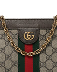GG Supreme Monogram Web Small Ophidia Chain Shoulder Bag Brown