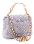 Tweed Quilted Pearl Twist Mini Rectangular Flap Purple