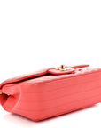 Lambskin Chevron Quilted Mini Rectangular Flap Coral
