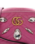 Velvet Matelasse Marquise Crystals Mini GG Marmont Chain Shoulder Bag Malva
