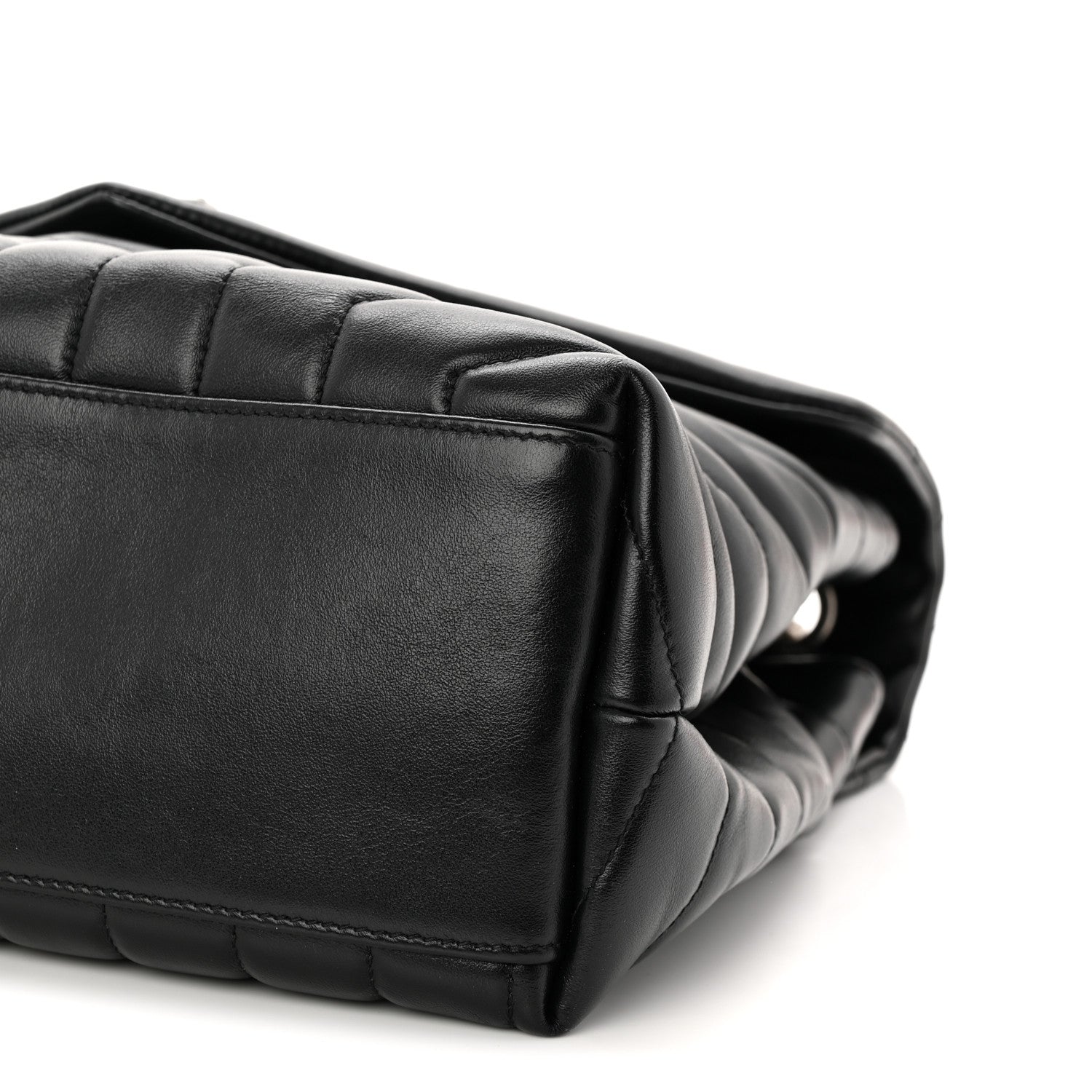 Calfskin Y Quilted Monogram Medium Loulou Chain Satchel Black