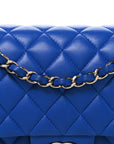 Lambskin Quilted Medium Double Flap Blue