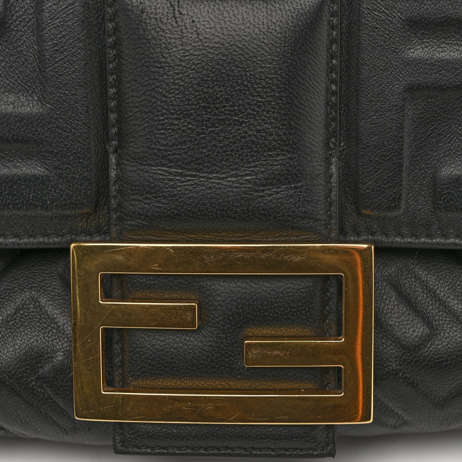 Nappa FF 1974 Embossed Large Baguette Black