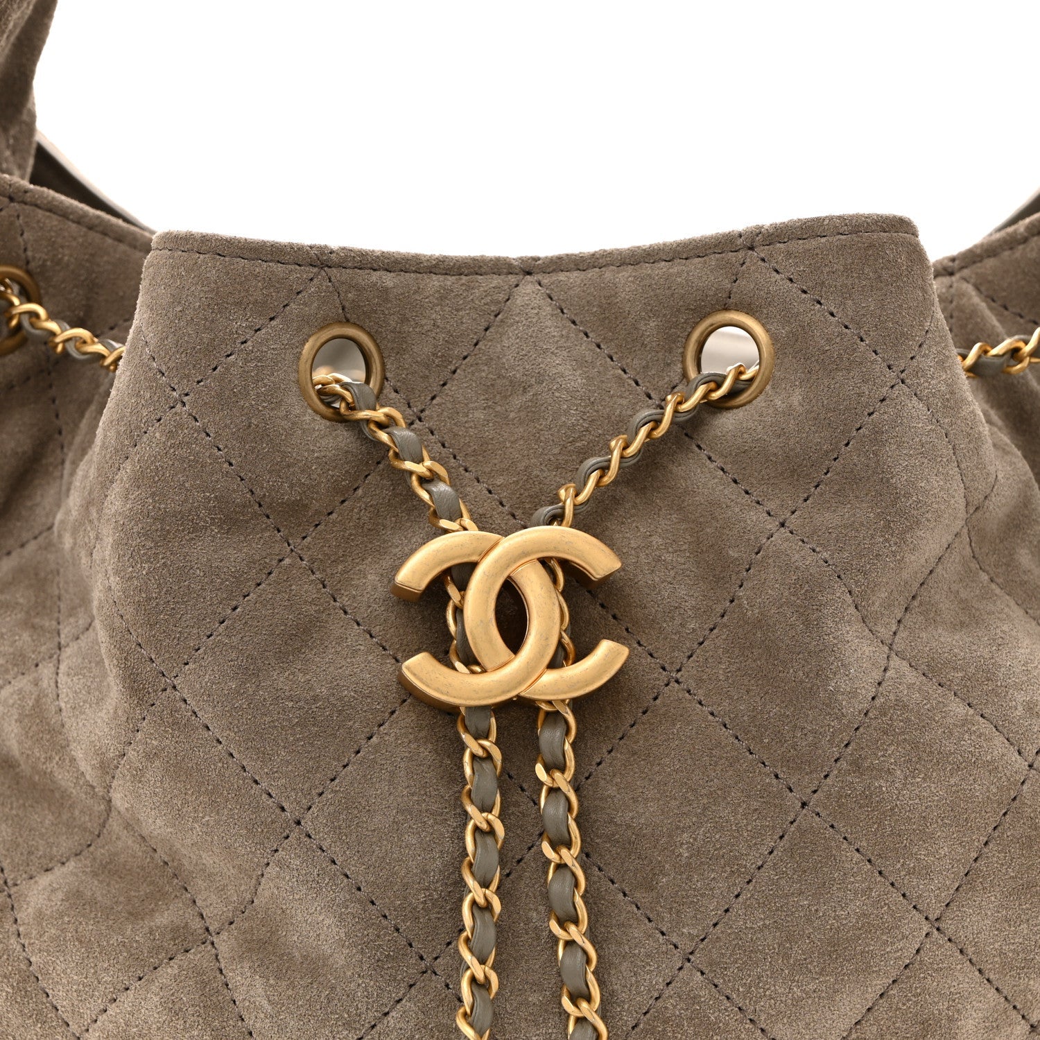 Suede Quilted Medium CHNL 25 Handbag Dark Grey