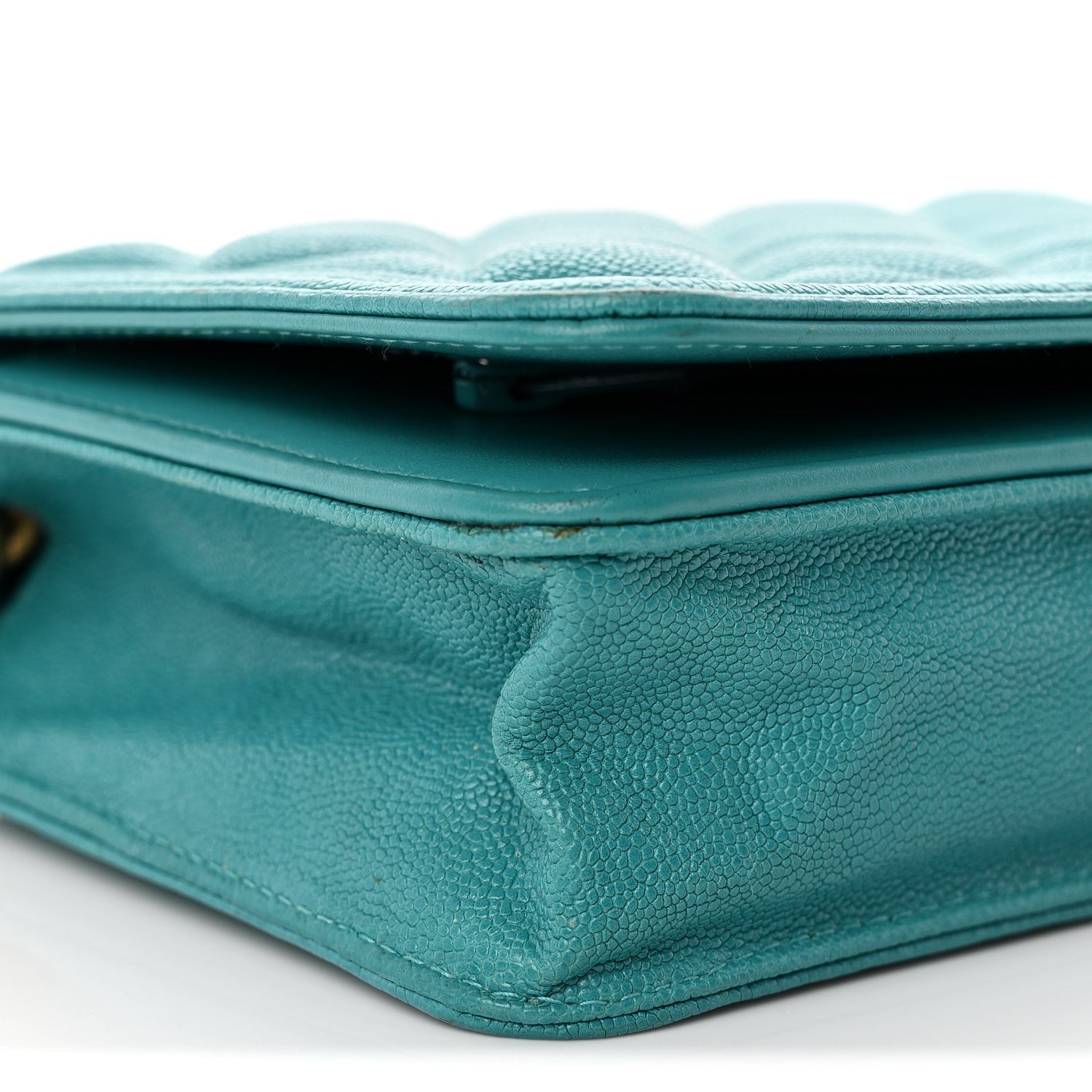Caviar Quilted Boy Wallet On Chain WOC Light Blue