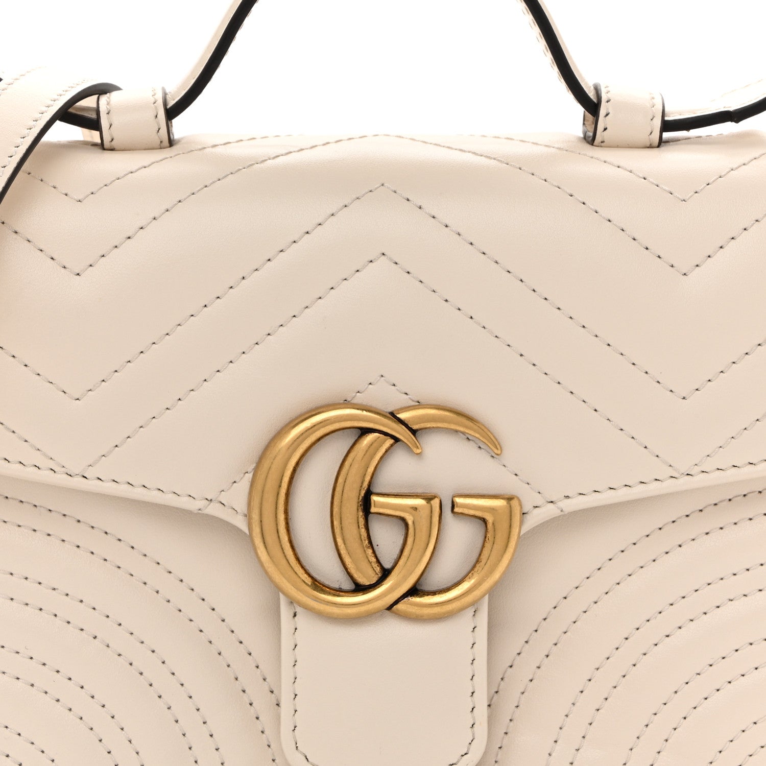 Calfskin Matelasse Mini GG Marmont Top Handle Shoulder Bag White