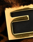 Shearling Vitello Dolce Macro FF 1974 Mini Baguette Tobacco Black