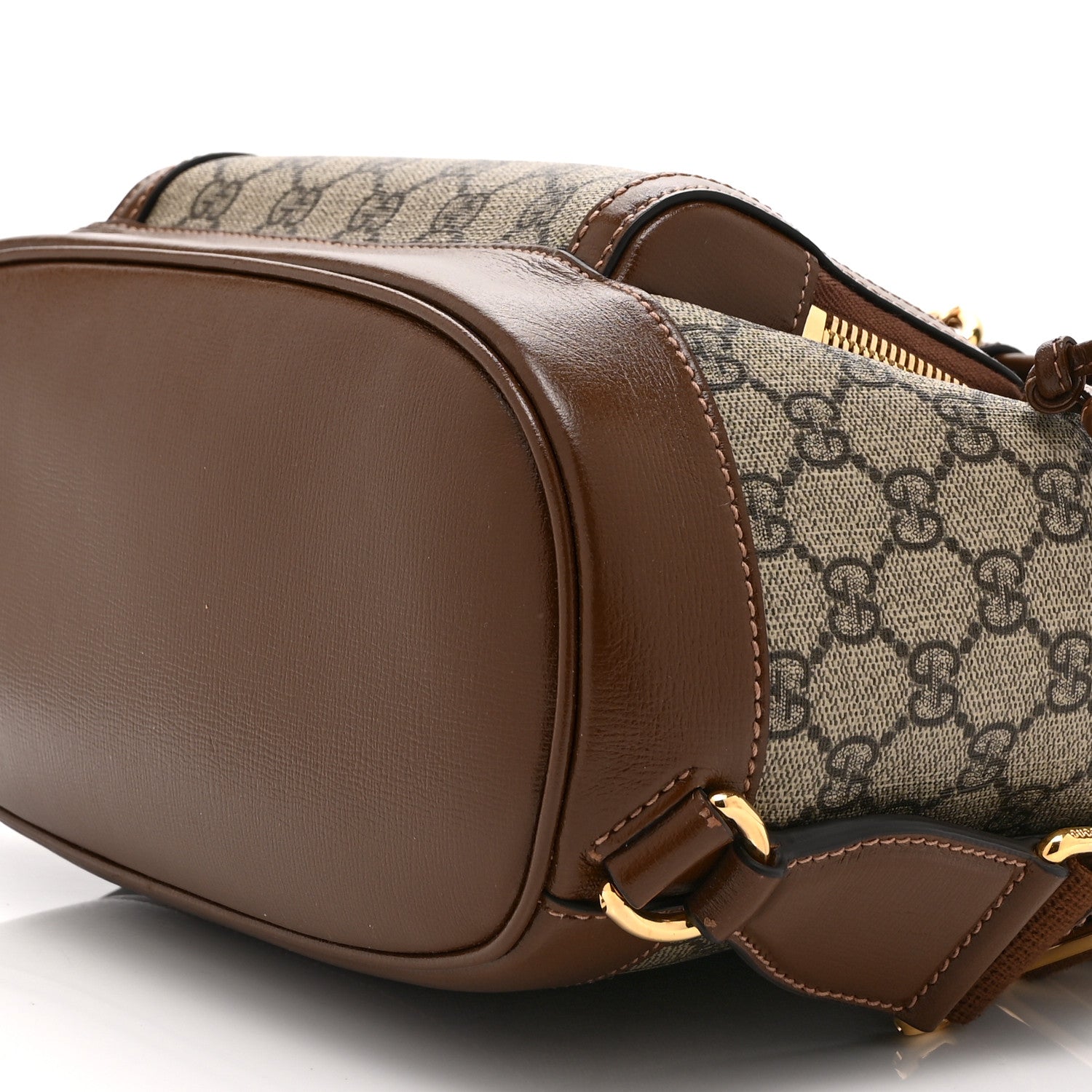 GG Supreme Monogram Azalea Calfskin Retro Interlocking G Buckle Backpack Beige Ebony Brown Sugar