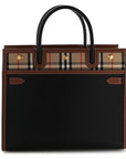 Calfskin Vintage Check Medium Two Handle Title Bag Black