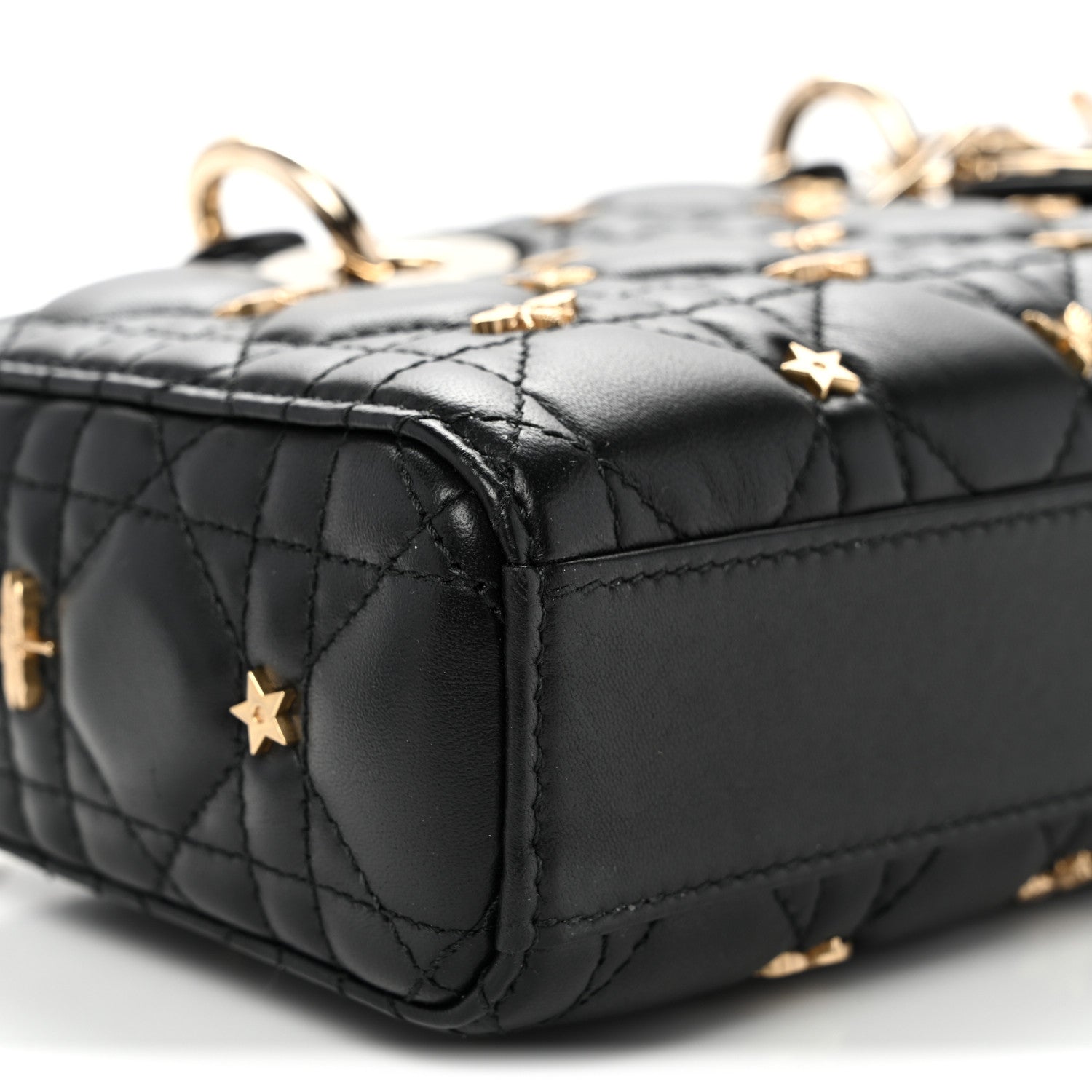 Lambskin Cannage Butterfly Studs Small Lady D-Joy Black