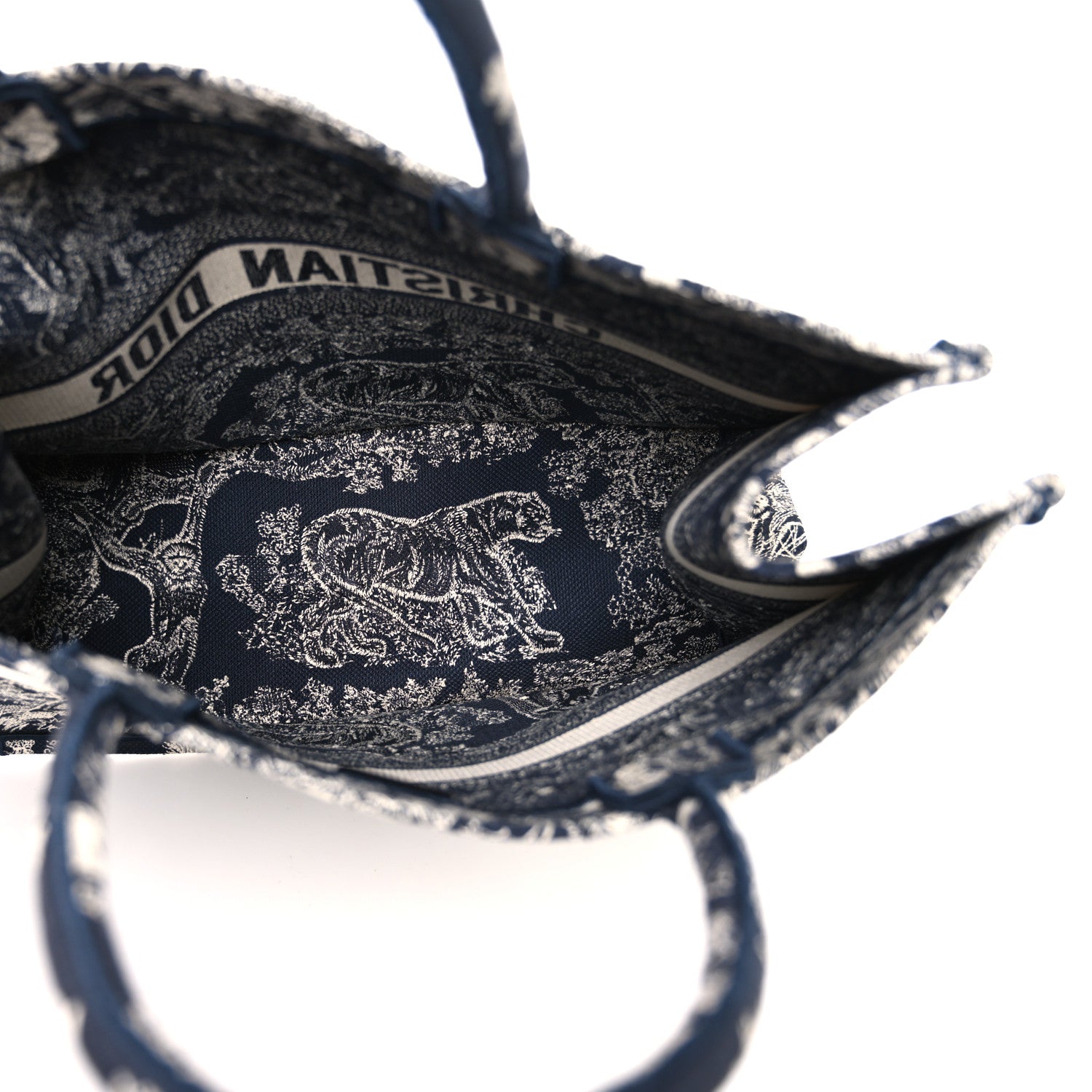 Canvas Embroidered Large D1ORiviera Toile De Jouy Reverse Book Tote Blue