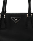 City Calf Hand Stitched Large Galleria Double Zip Tote Black