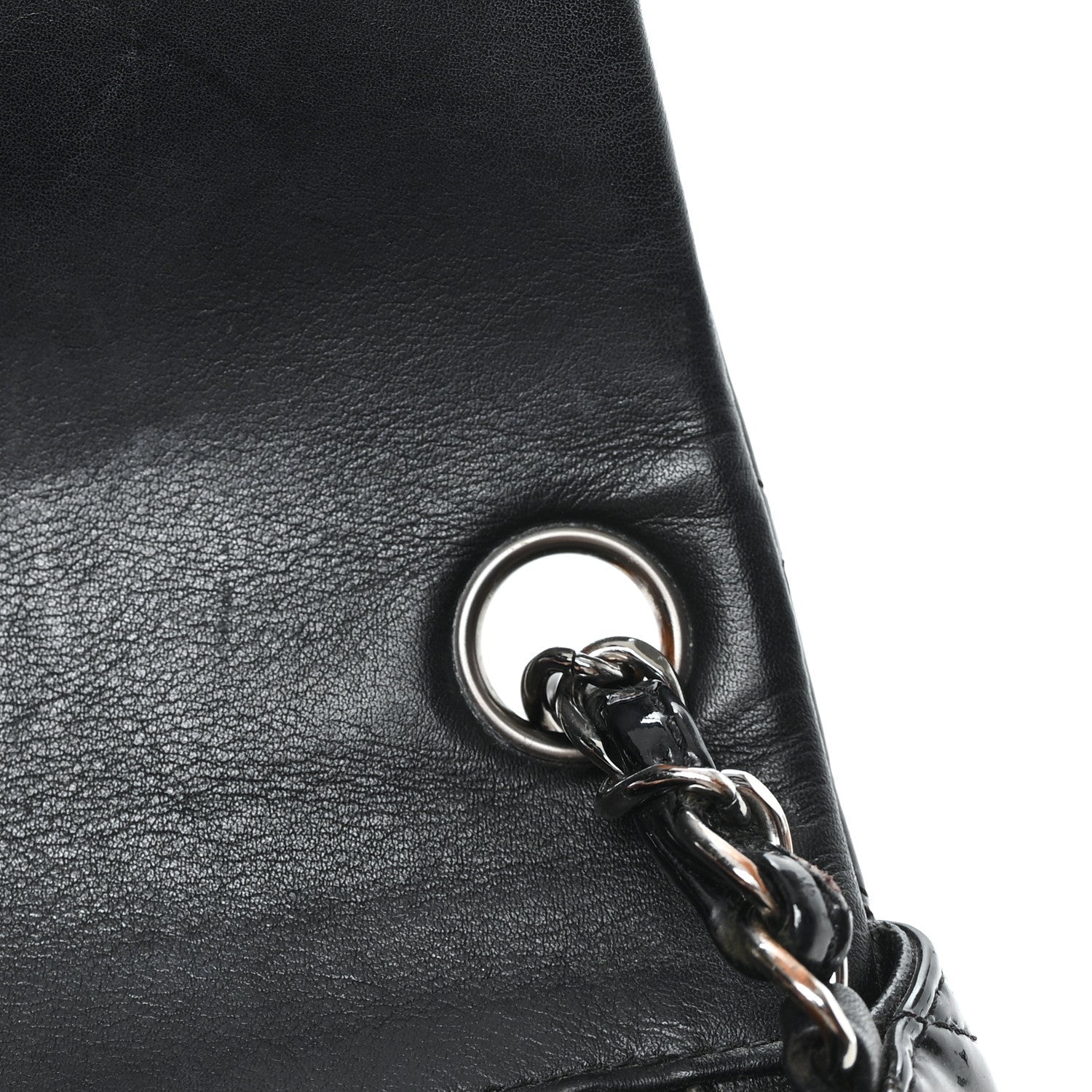 Patent Calfskin Quilted Mini Square Flap Black