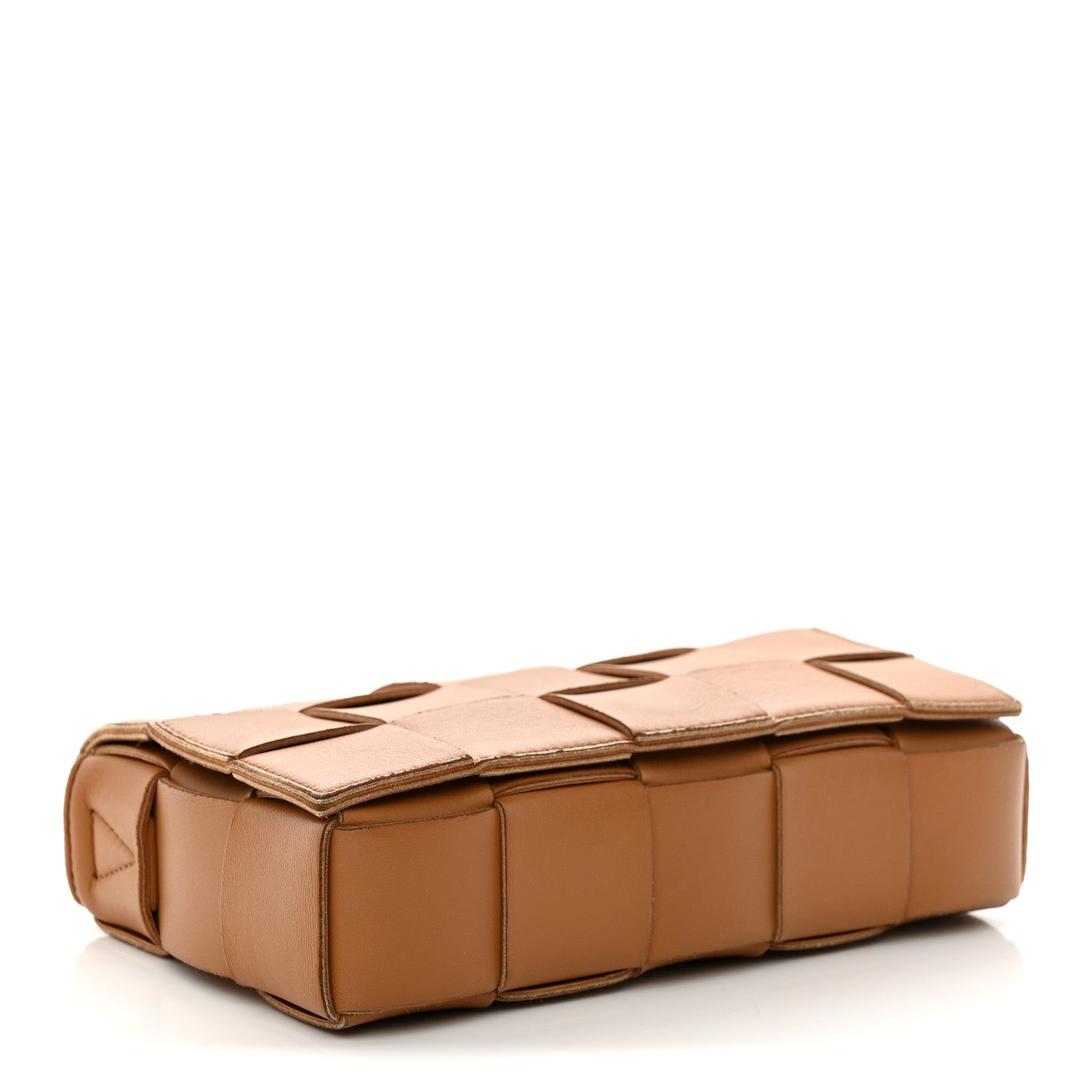 Lambskin Maxi Intrecciato Cassette Crossbody Bag Caramel