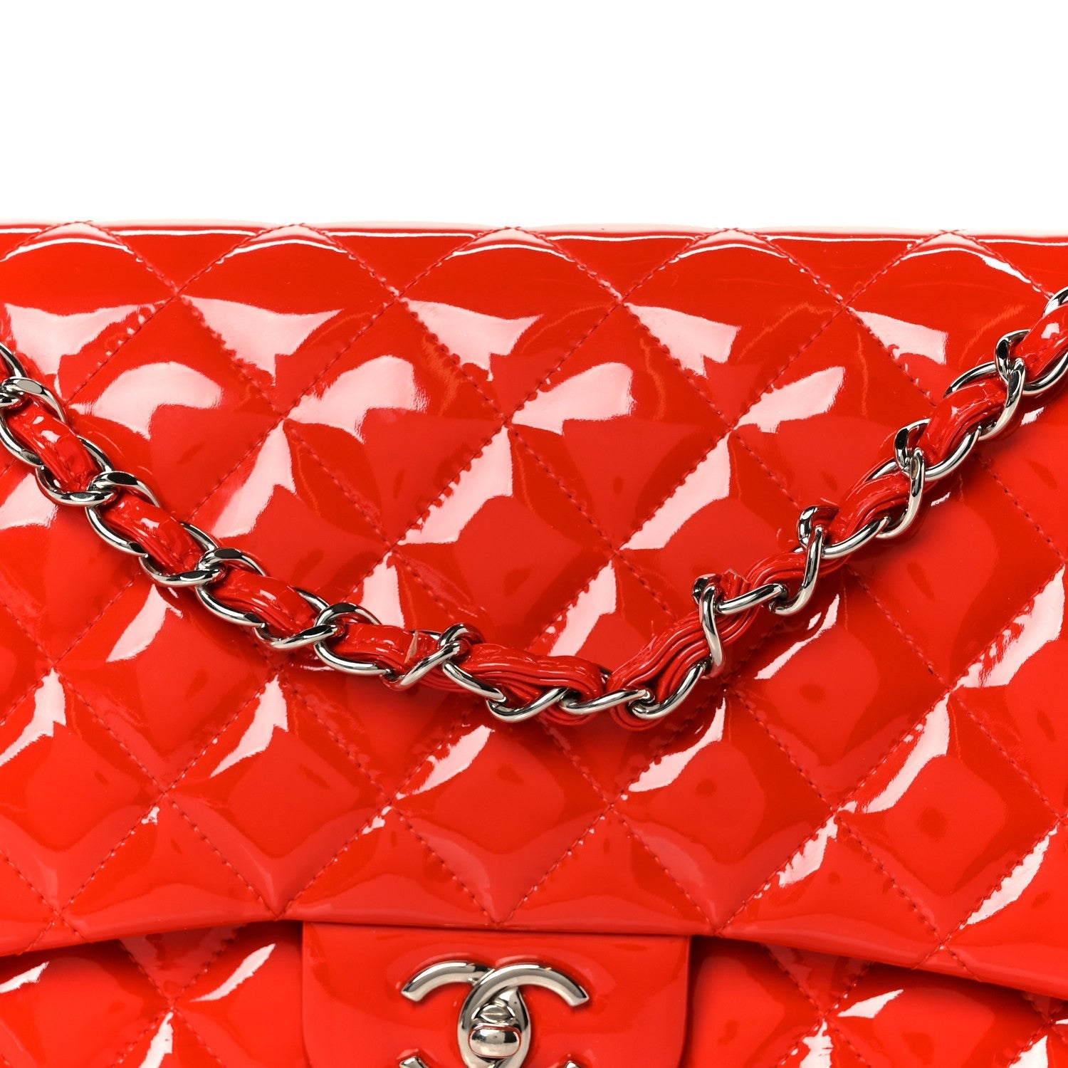 Patent Quilted Jumbo Double Flap Red