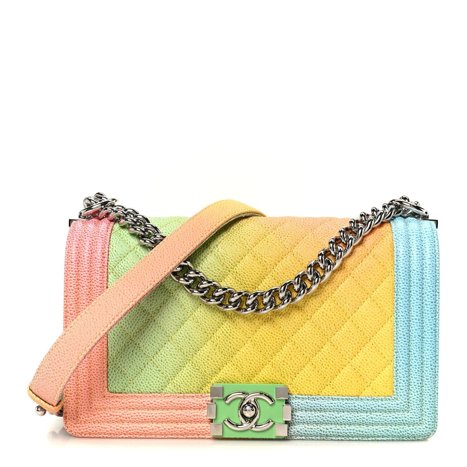 Caviar Quilted Medium Cuba Rainbow Boy Flap Multicolor