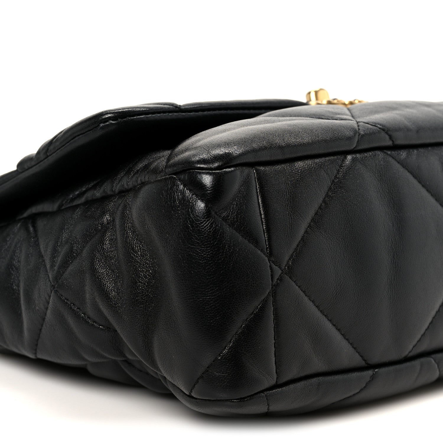 Goatskin Quilted Large CHNL 19 Flap Black