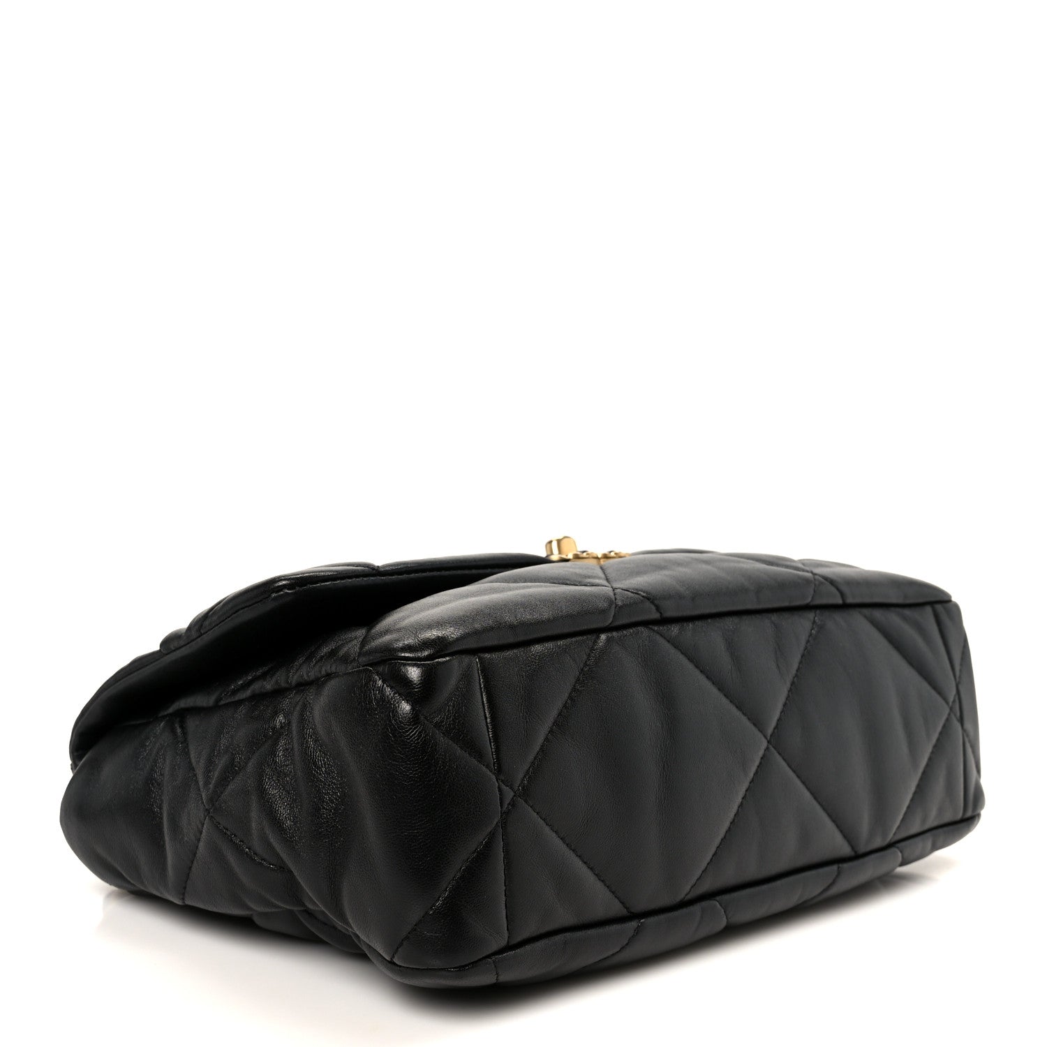 Goatskin Quilted Large CHNL 19 Flap Black