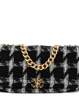 Tweed Quilted Maxi CHNL 19 Flap Black White