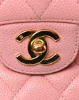 Caviar Quilted Medium Double Flap Light Pink