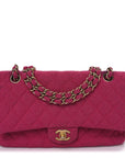 Tweed Quilted Medium Double Flap Fuchsia