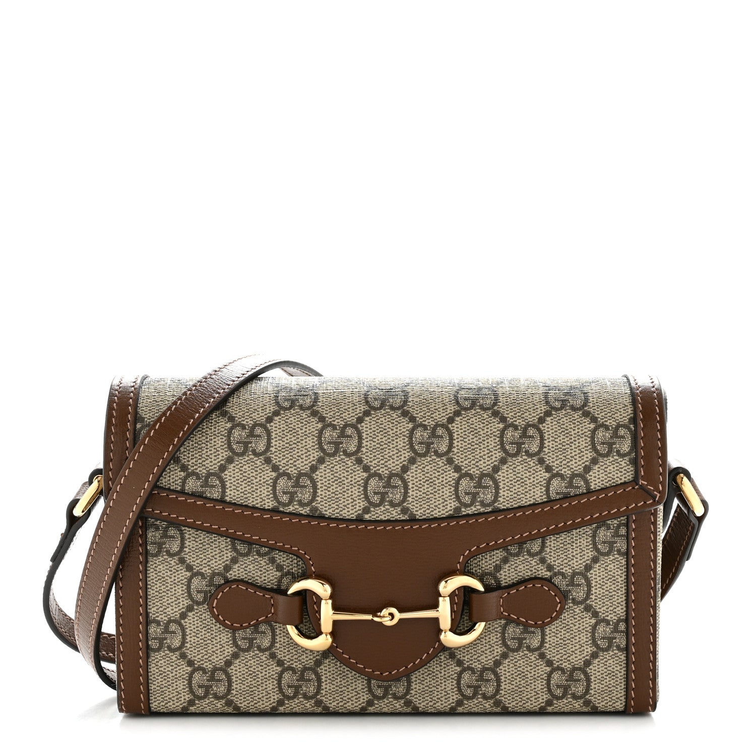 GG Supreme Monogram Mini Horsebit 1955 Shoulder Bag Beige Brown Sugar