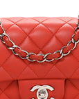 Lambskin Quilted Mini Rectangular Flap Red