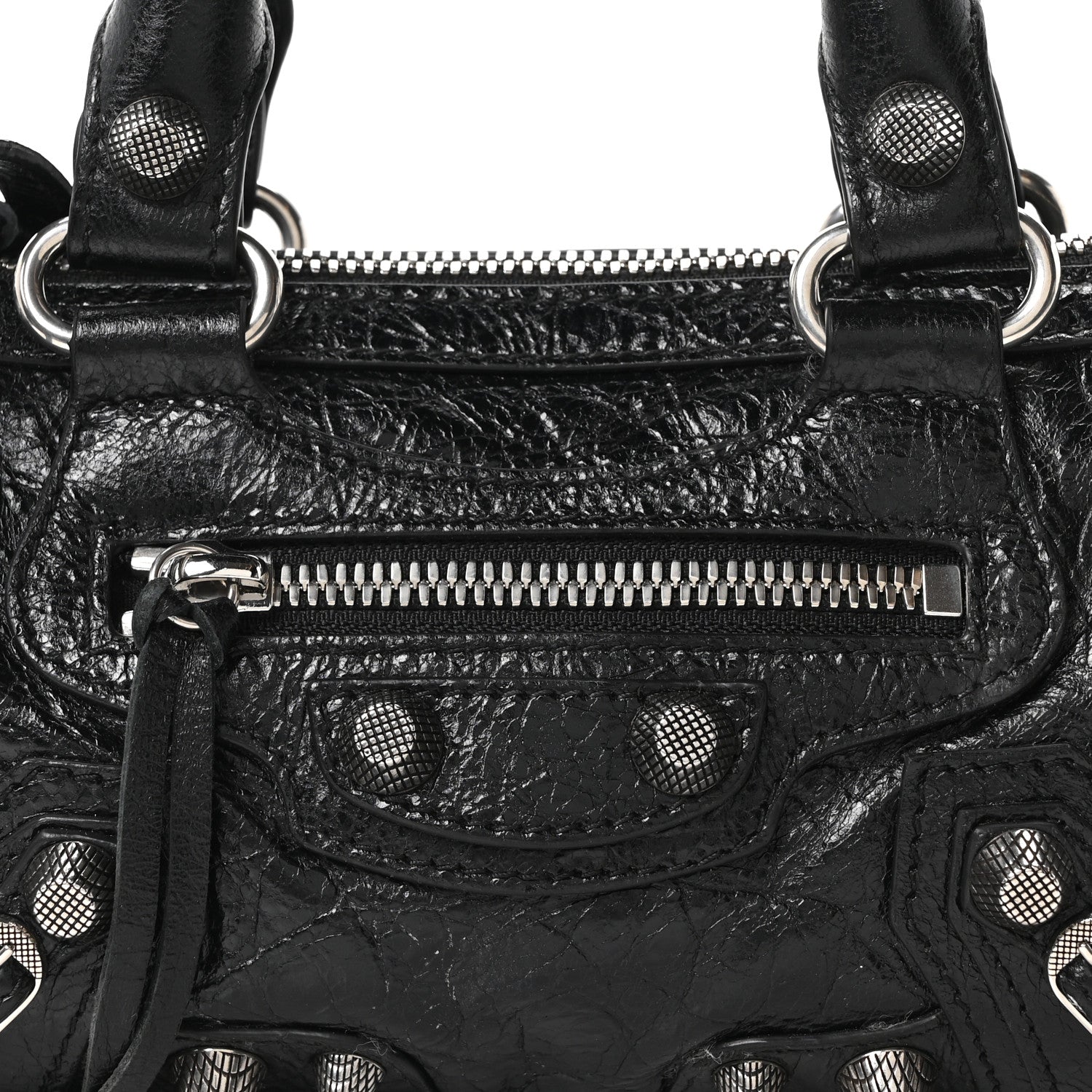 Agneau Arena Crystal Neo Nano Cagole Handbag Black