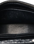 Shiny Calfskin Monochrome Crocodile Embossed Hourglass Chain Bag Black