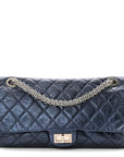 Metallic Aged Calfskin Quilted 2.55 Reissue 228 Flap Blue