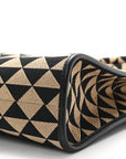 Jacquard Saffiano Triangolo Symbole Embroidered Large Tote Black Corda