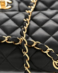 Lambskin Quilted Medium Double Flap Black