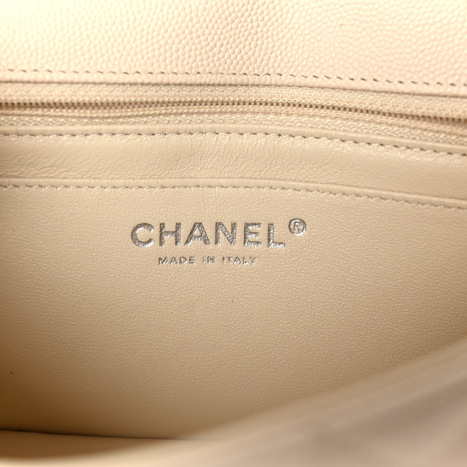Caviar Quilted Mini Rectangular Flap Light Beige
