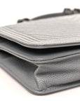 Caviar Chevron Quilted Boy Wallet On Chain WOC Grey